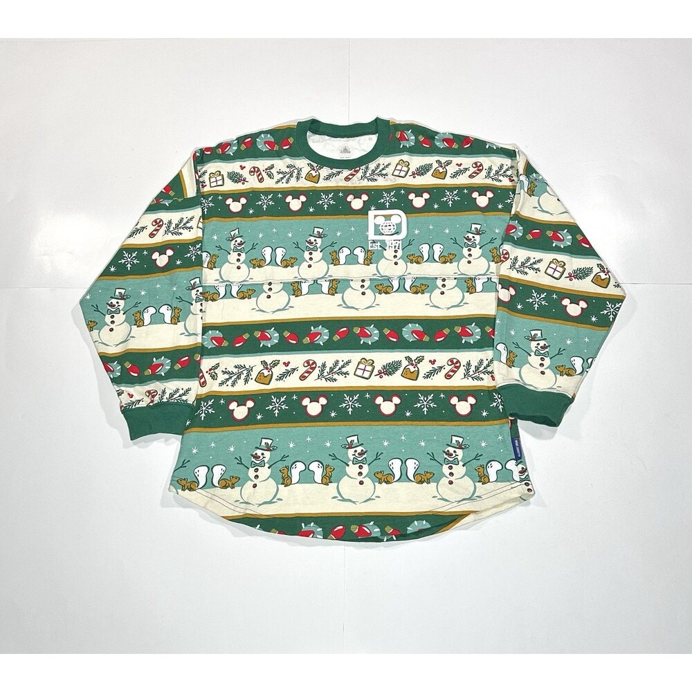 Disney Parks Spirit Jersey Christmas Snowman Mickey Holiday Shirt Adult Size XS